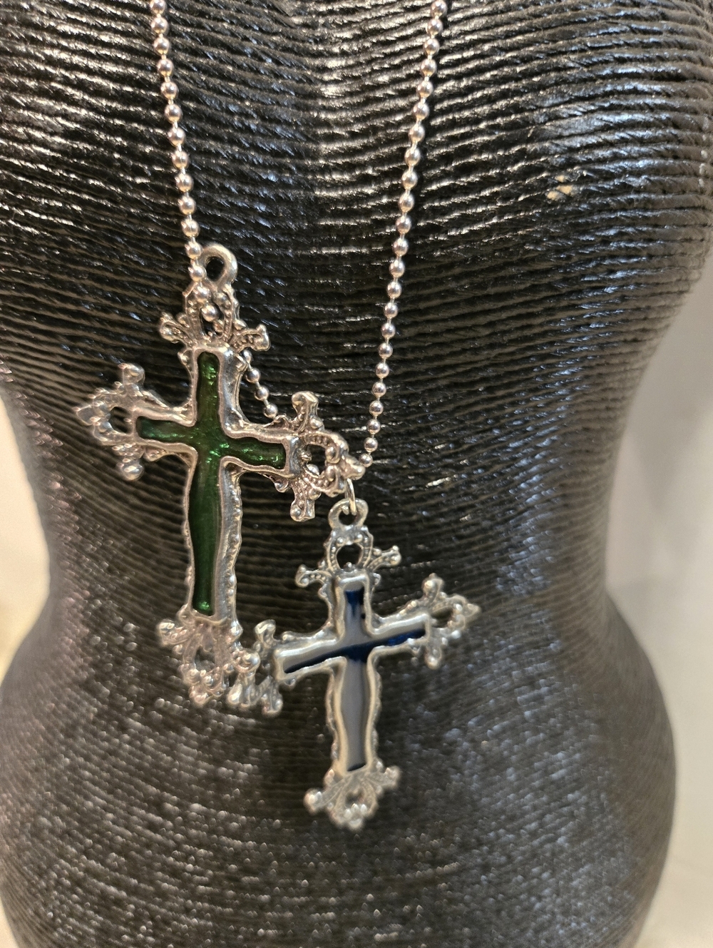 Vintage Silver Double-Layer Beaded Necklace
